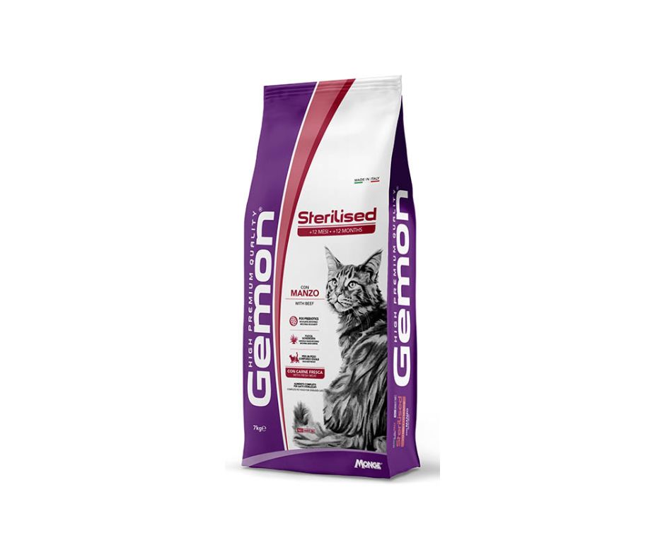 Monge Gemon Sterilised Manzo 7Kg Crocchette Gatti Adulti - Animaliapet