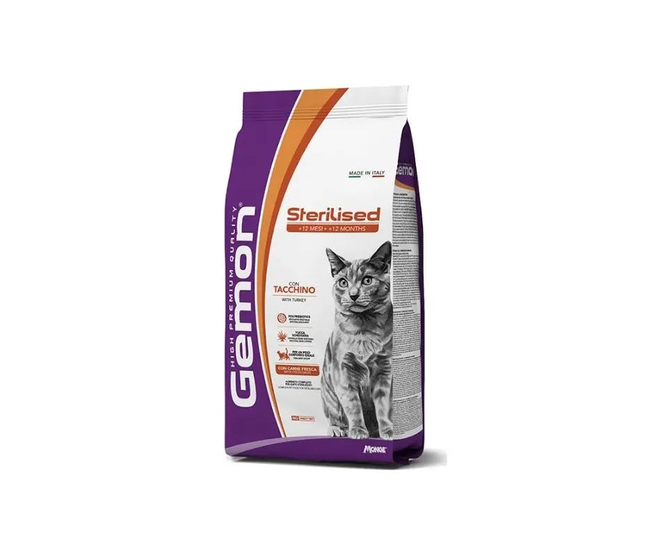 Monge Gemon Sterilised Tacchino 7Kg Crocchette Gatti Adulti - Animaliapet