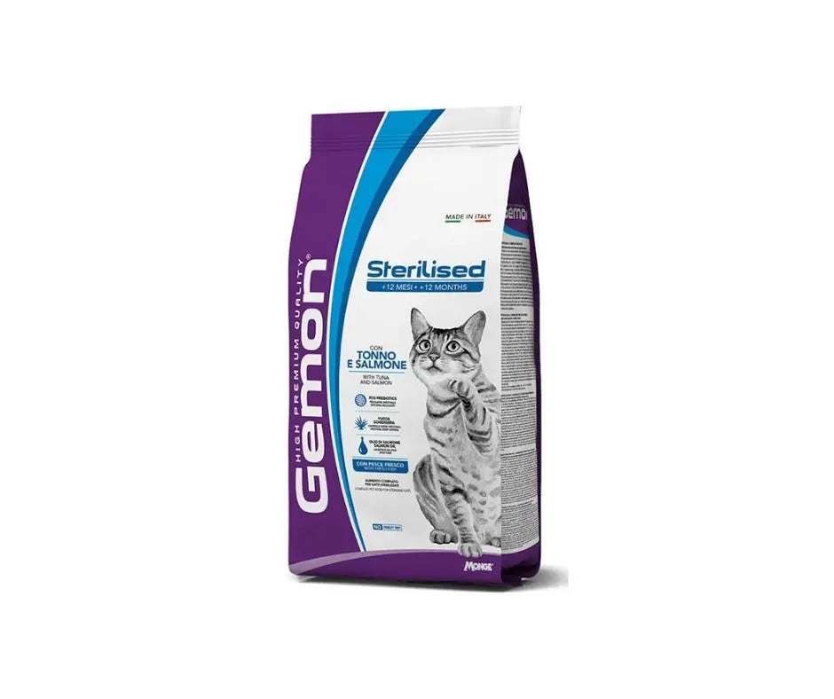 Monge Gemon Sterilised Tonno e Salmone 7Kg Crocchette Gatti Adulti - Animaliapet