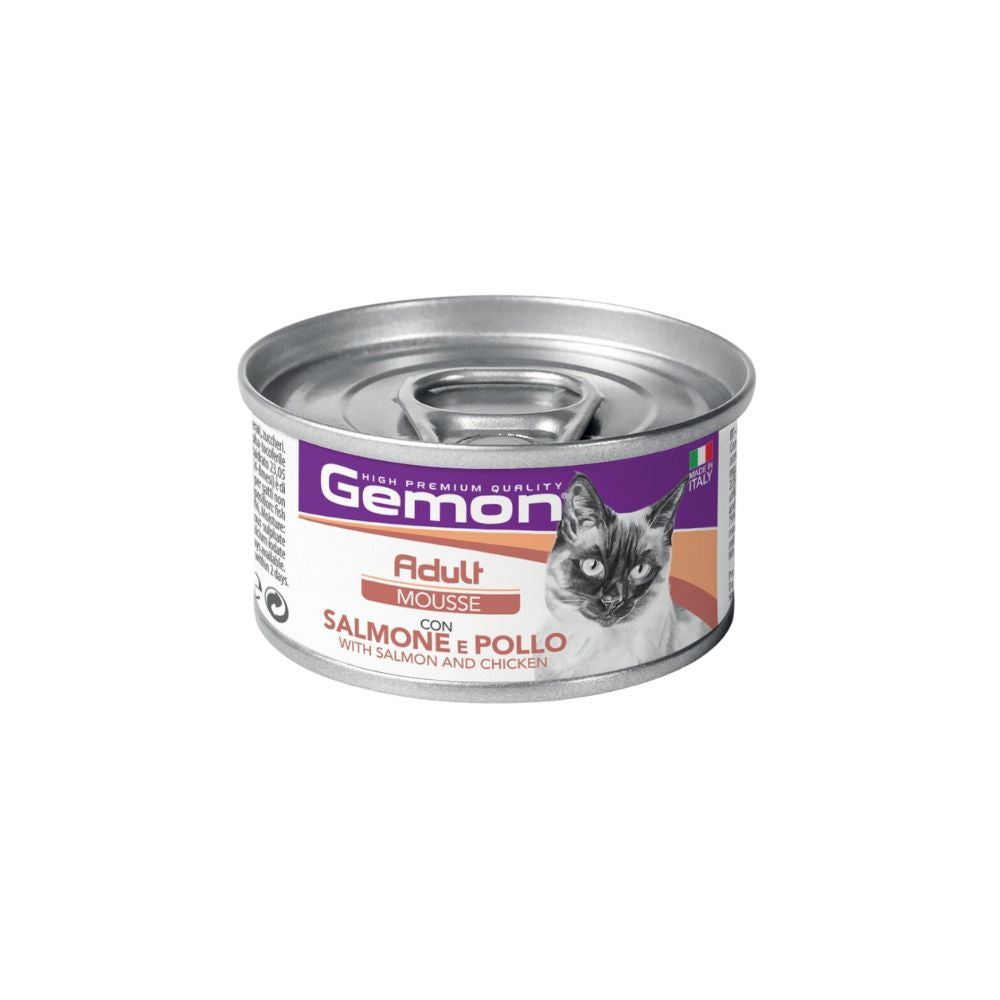 Gemon Adult Mousse con Salmone e Pollo 85g Lattina Gatti - Animaliapet