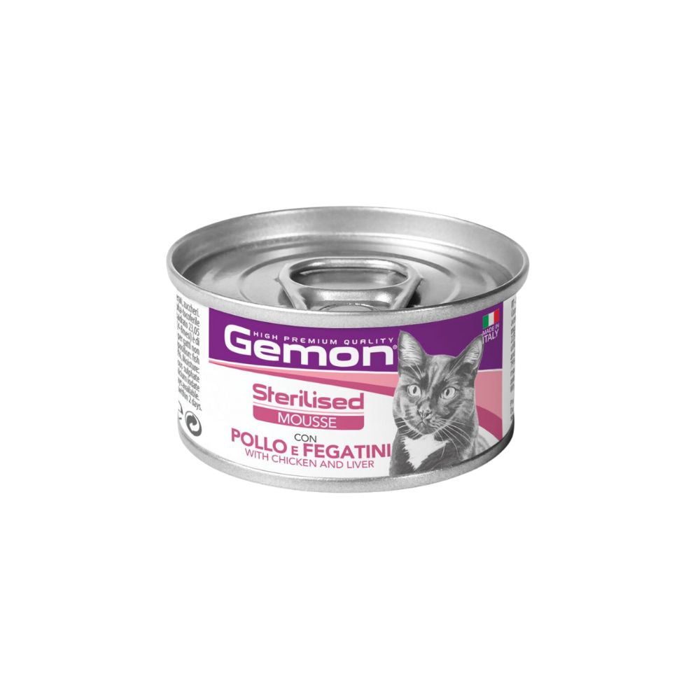 Gemon Adult Mousse con Pollo e Fegatini 85g Lattina Gatti Sterilizzati - Animaliapet