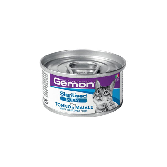 Gemon Adult Mousse con Tonno e Maiale 85g Lattina Gatti Sterilizzati - Animaliapet