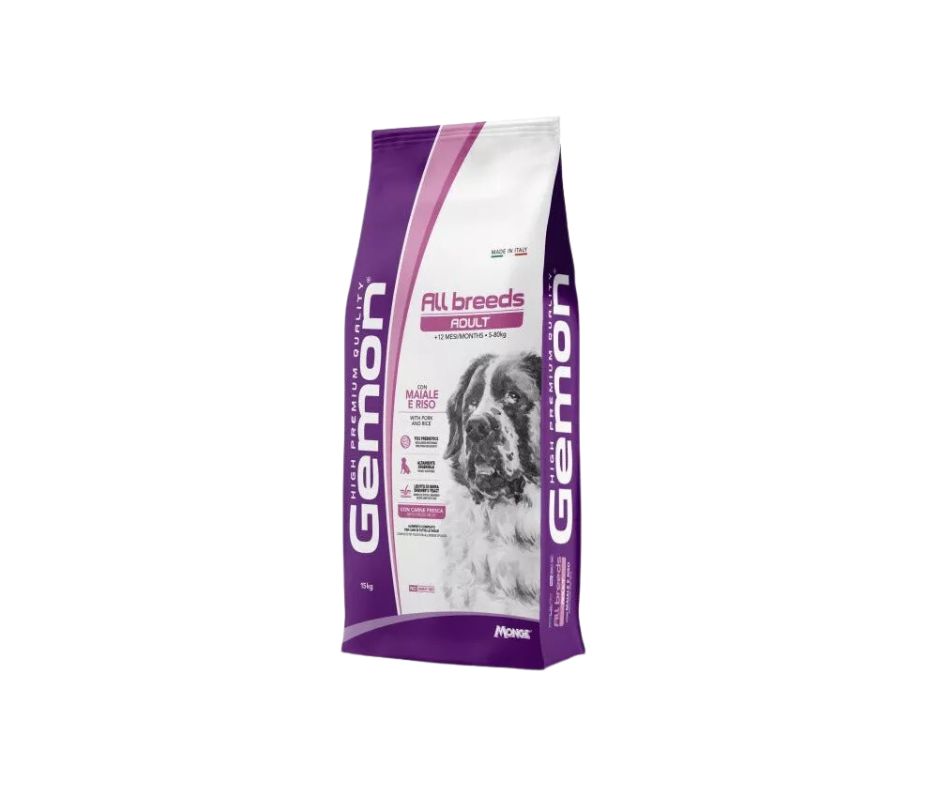 Monge Gemon Maiale e Riso 15Kg Crocchette Cani All Breeds Adult - Animaliapet