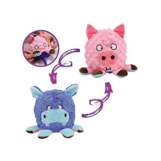 Gimdog Double Face Maiale/Ippopotamo Gioco per Cani Peluche con Squeak per Cani - Animaliapet