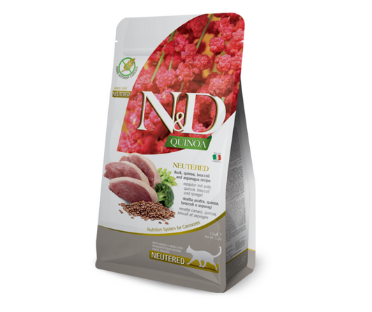 Farmina N&D Quinoa Neutered Anatra Broccoli e Asparagi 1,5kg Crocchette Gatti - Animaliapet