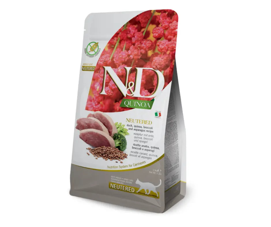 Farmina N&D Quinoa Neutered Anatra Broccoli e Asparagi 5kg Crocchette Gatti - Animaliapet