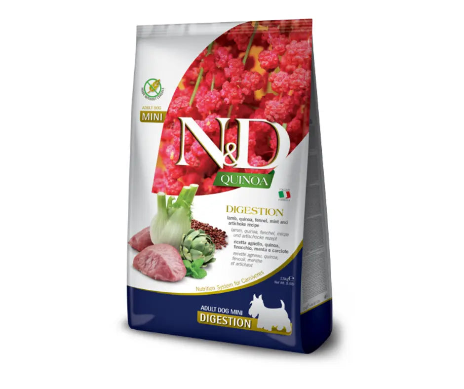 Farmina N&D Quinoa Digestion Agnello Mini Adult 2,5Kg Crocchette Cani - Animaliapet