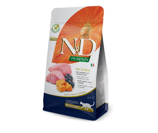 Farmina N&D Pumpkin Neutered Agnello Zucca e Mirtilli 300g Crocchette Gatti