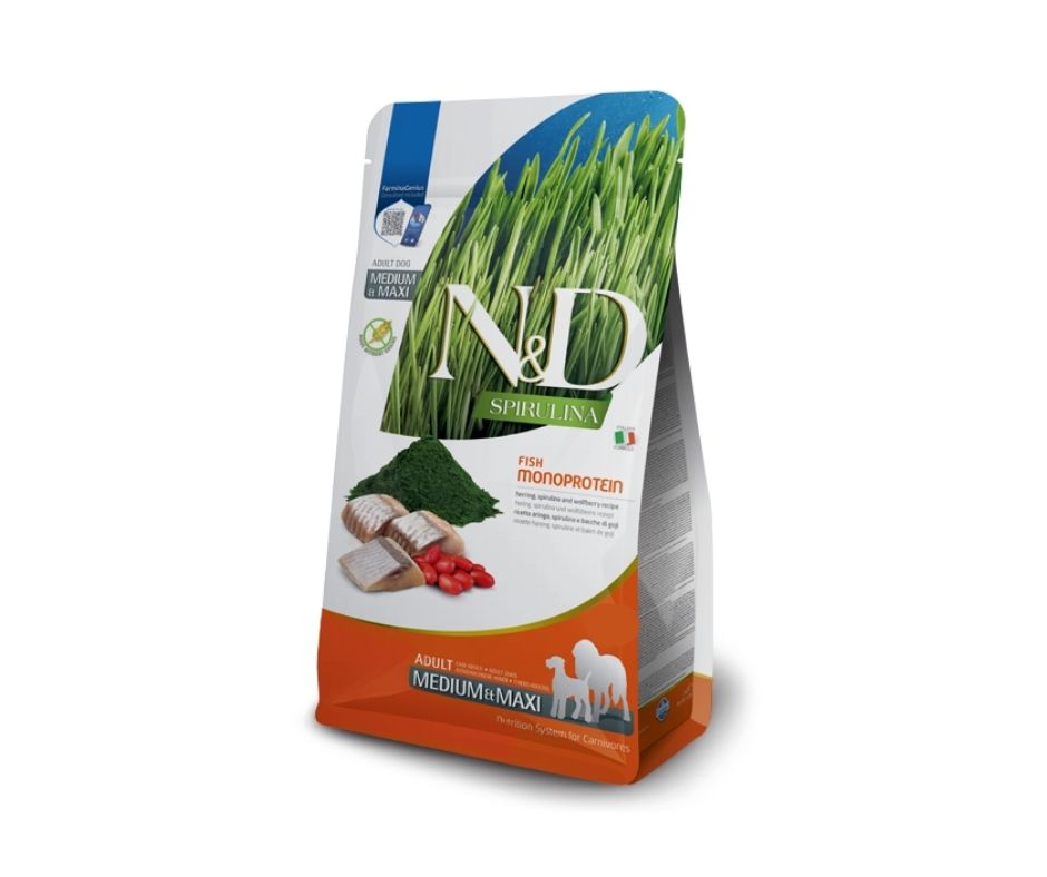 Farmina N&D Spirulina Aringa Bacche di Goji 7kg Crocchette Cani Medium Maxi Adult - Animaliapet