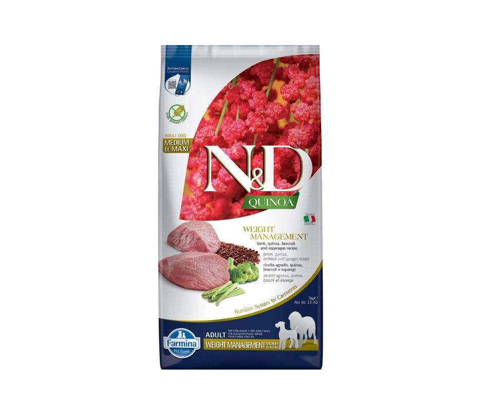 Farmina N&D Quinoa Weight Management Agnello 7Kg Crocchette Cani Medium Maxi Adult - Animaliapet