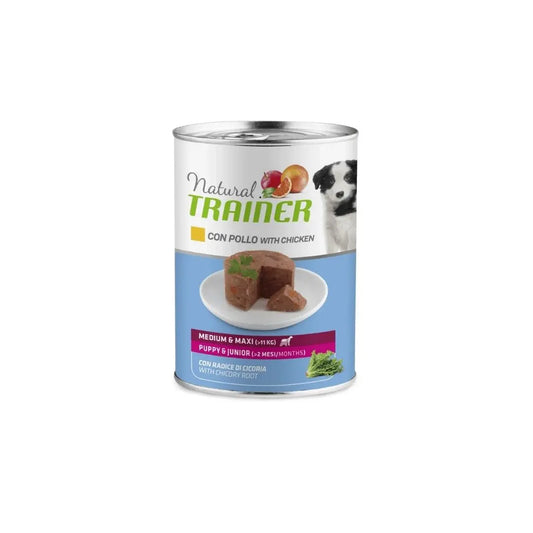 Trainer Natural  Puppy e Junior Pollo Medium Maxi Lattina 400g Cani CuLattina Umido CaniAnimaliapet