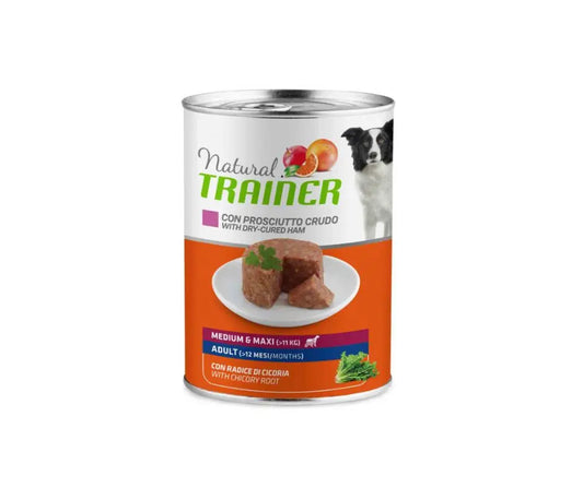 Trainer Natural Prosciutto Lattina 400g Cani Medium Maxi AdultLattina Umido CaniAnimaliapet