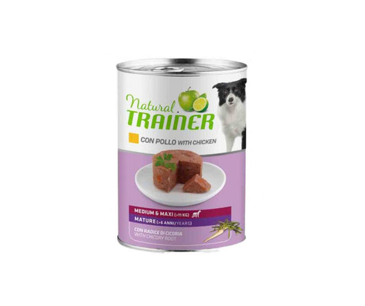 Trainer Natural Mature Pollo Lattina 400g Cani Medium Maxi Anziani - Animaliapet