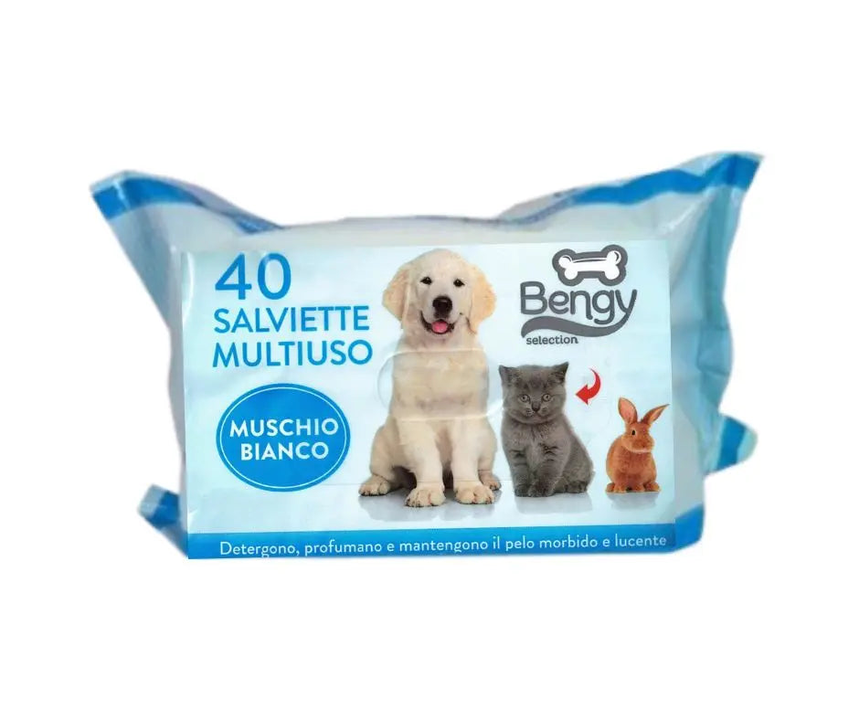 Trixie Bengy Salviette Multiuso Muschio Bianco 40pz per Cani e Gatti - Animaliapet