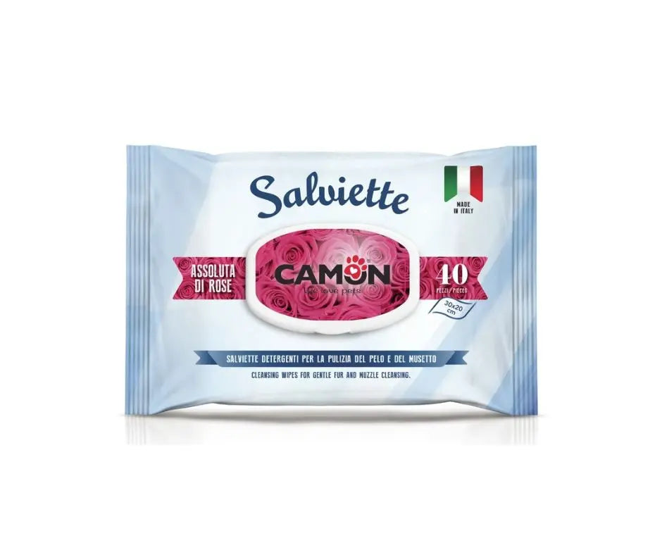 Camon Salviette Detergenti Assoluta di Rose 40pz Cani e Gatti - Animaliapet