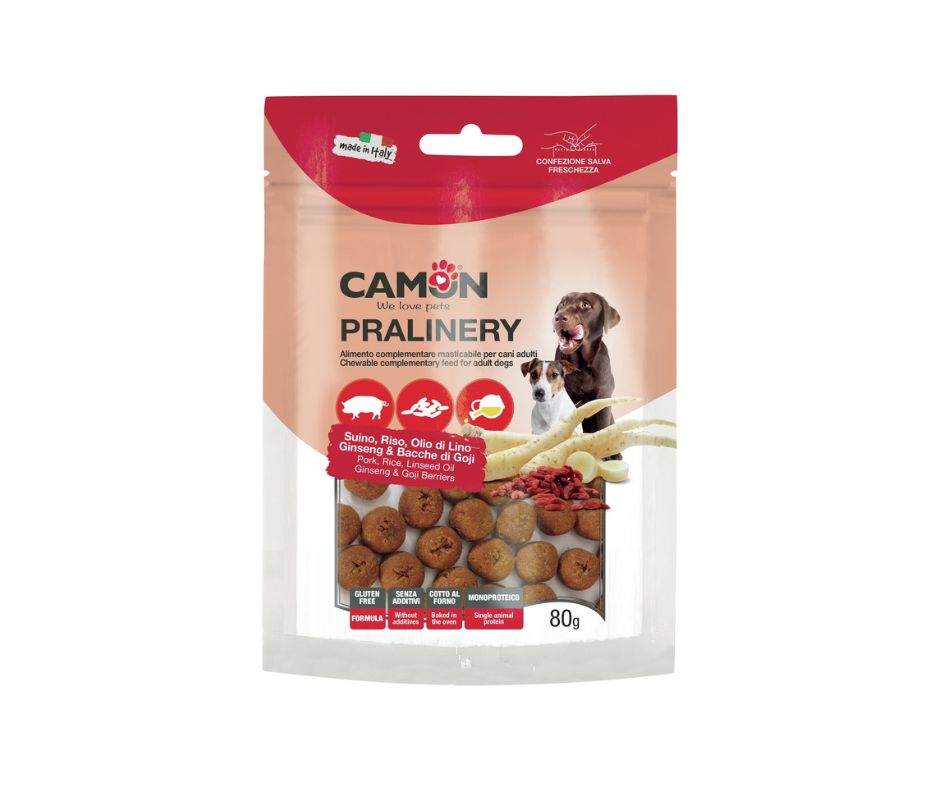 Camon Pralinery Suino Ginseng e Bacche di Goji 80g Snack Cani - Animaliapet