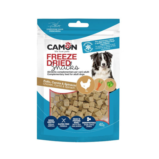 Camon Freeze-Dried Liofilizzato Pollo Carote e Spinaci 40g Snack per Cani