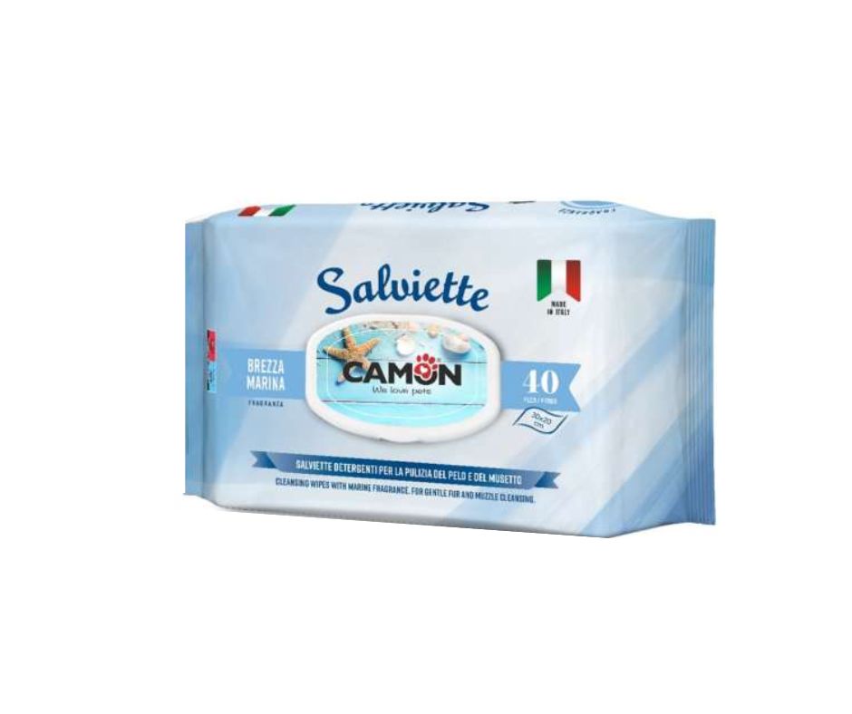 Camon Salviette Detergenti Brezza Marina 40pz Cani e Gatti - Animaliapet