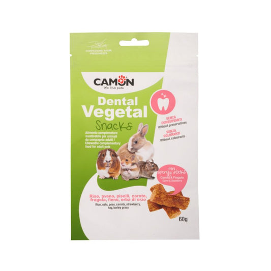 Camon Dental Vegetal Mini Spongy Carote e Fragole Snack per Roditori 60g