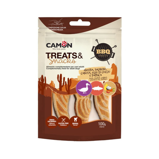 Camon BBQ Party Filetti Anatra e Salmone 100g Snack per Cani