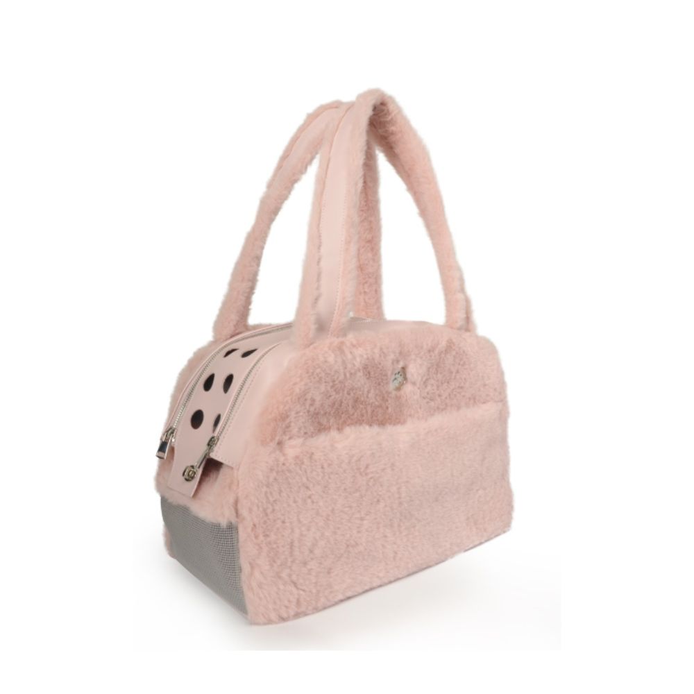 Camon Borsa Trasportino Peloso Rosa per Cani e Gatti 37x17x27cm