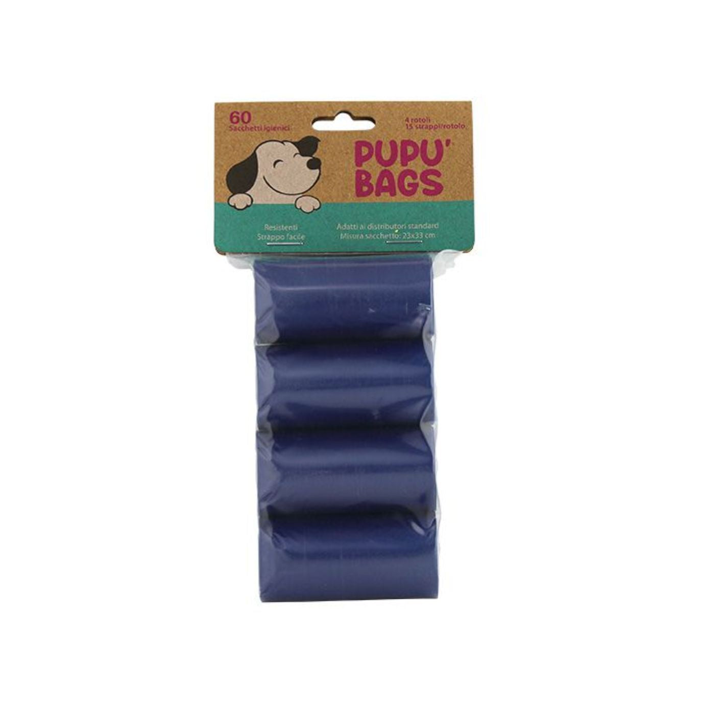 Pupù Bags Sacchetti Igienici 4 Rotoli per Cani Colore Blu