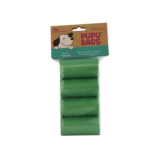 Pupù Bags Sacchetti Igienici 4 Rotoli per Cani Colore Verde