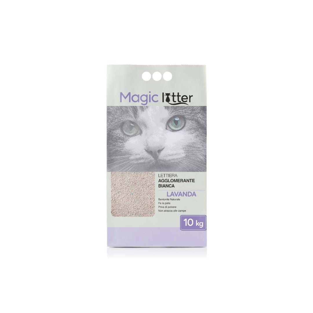 Magic Litter Lavanda Lettiera Agglomerante Bianca 10kg per Gatti e Gattini - Animaliapet