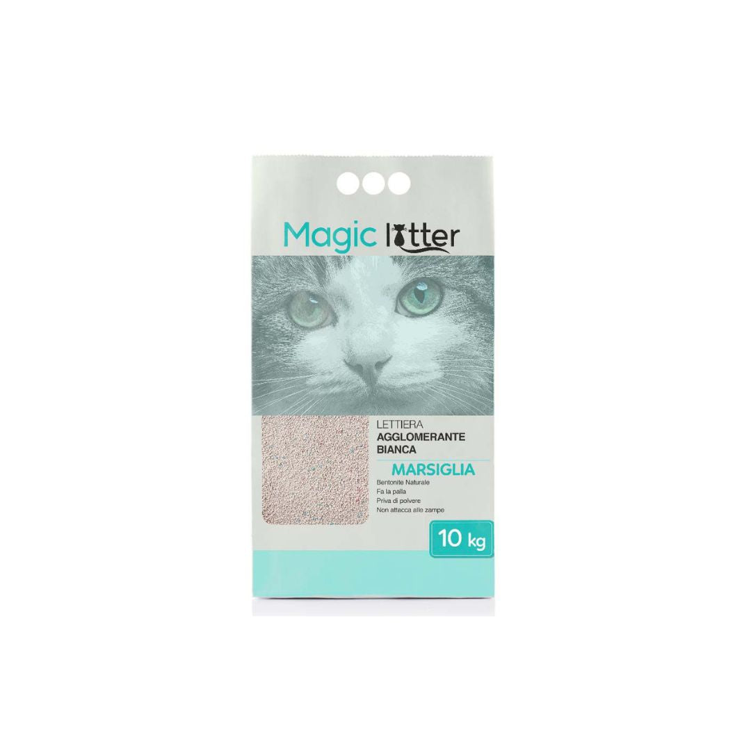 Magic Litter Marsiglia Lettiera Agglomerante Bianca 10kg per Gatti e Gattini - Animaliapet