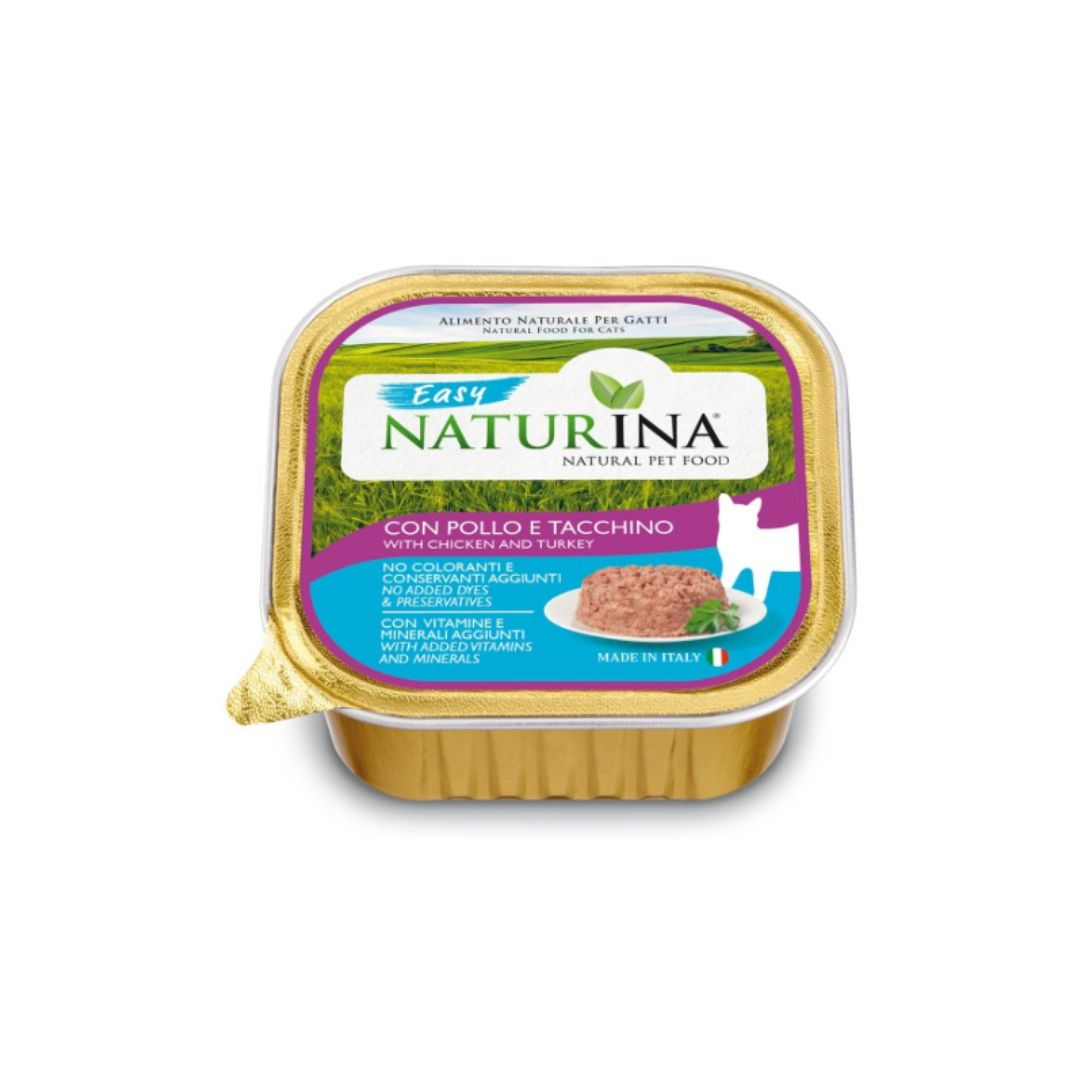 Naturina Easy Pollo e Tacchino 100g Vaschetta per Gatti - Animaliapet