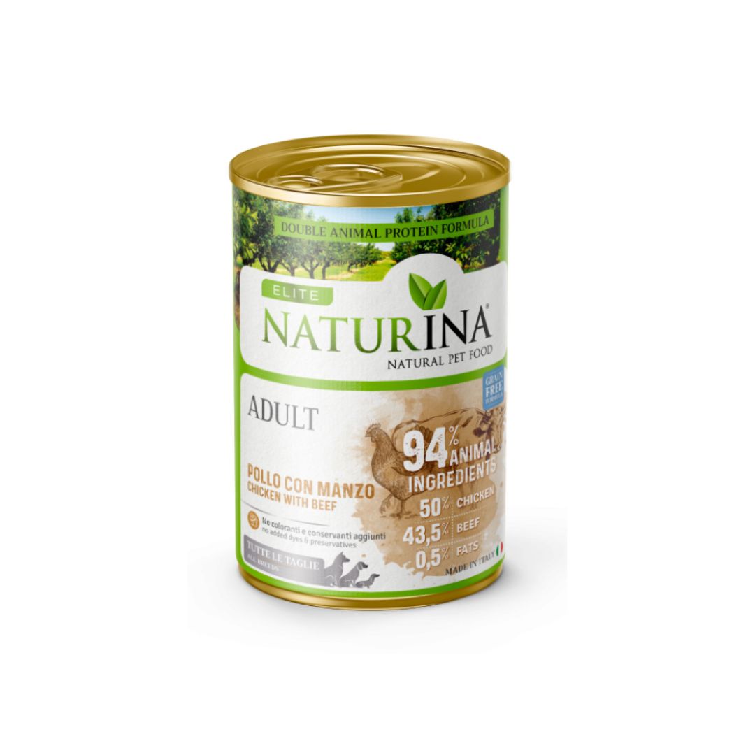 Naturina Elite Adult Pollo e Manzo 400g Lattina Cani - Animaliapet