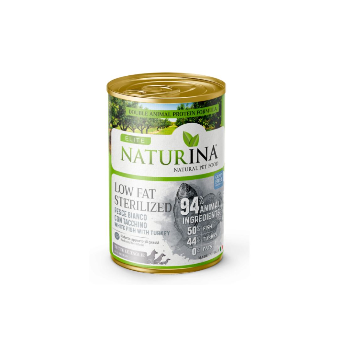 Naturina Elite Low Fat Sterilized Pesce Bianco e Tacchino 400g Lattina Cani - Animaliapet