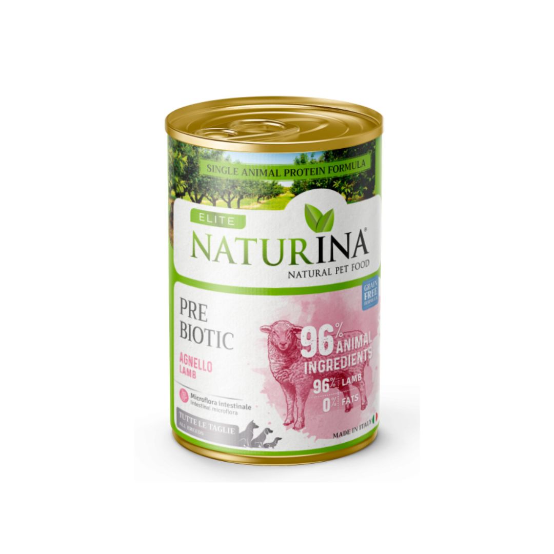 Naturina Elite Prebiotic Agnello 400g Lattina Cani Naturina