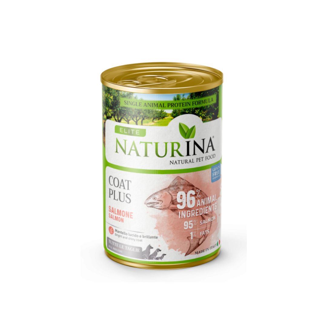 Naturina Elite Coat Plus Salmone e Semi di Lino 400g Lattina Cani Naturina