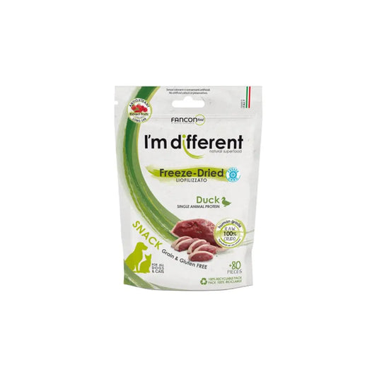 Im Different Freeze-Diried Liofilizzato a Anatra Snack 40g per Cani e Gatti - Animaliapet