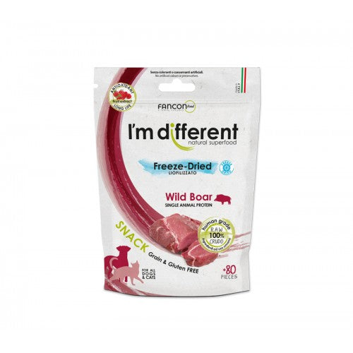 Im Different Freeze-Diried Liofilizzato a Cinghiale 40g Snack per Cani e Gatti