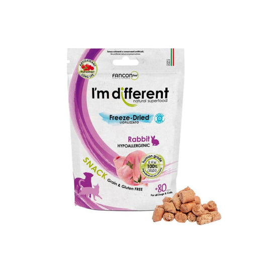 Im Different Freeze-Diried Liofilizzato a Coniglio Snack 40g per Cani e Gatti - Animaliapet