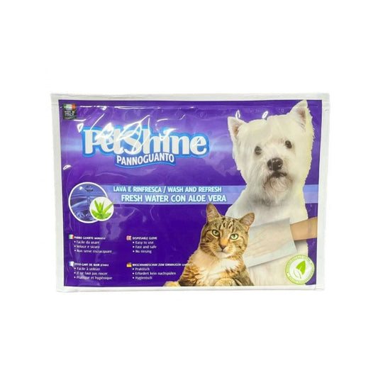 PetShine Pannoguanto Umidificato Fresh Water e Aloe Vera per Cani e Gatti