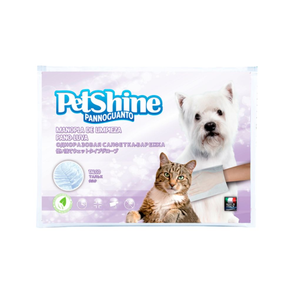 PetShine Pannoguanto Umidificato Talco per Cani e Gatti