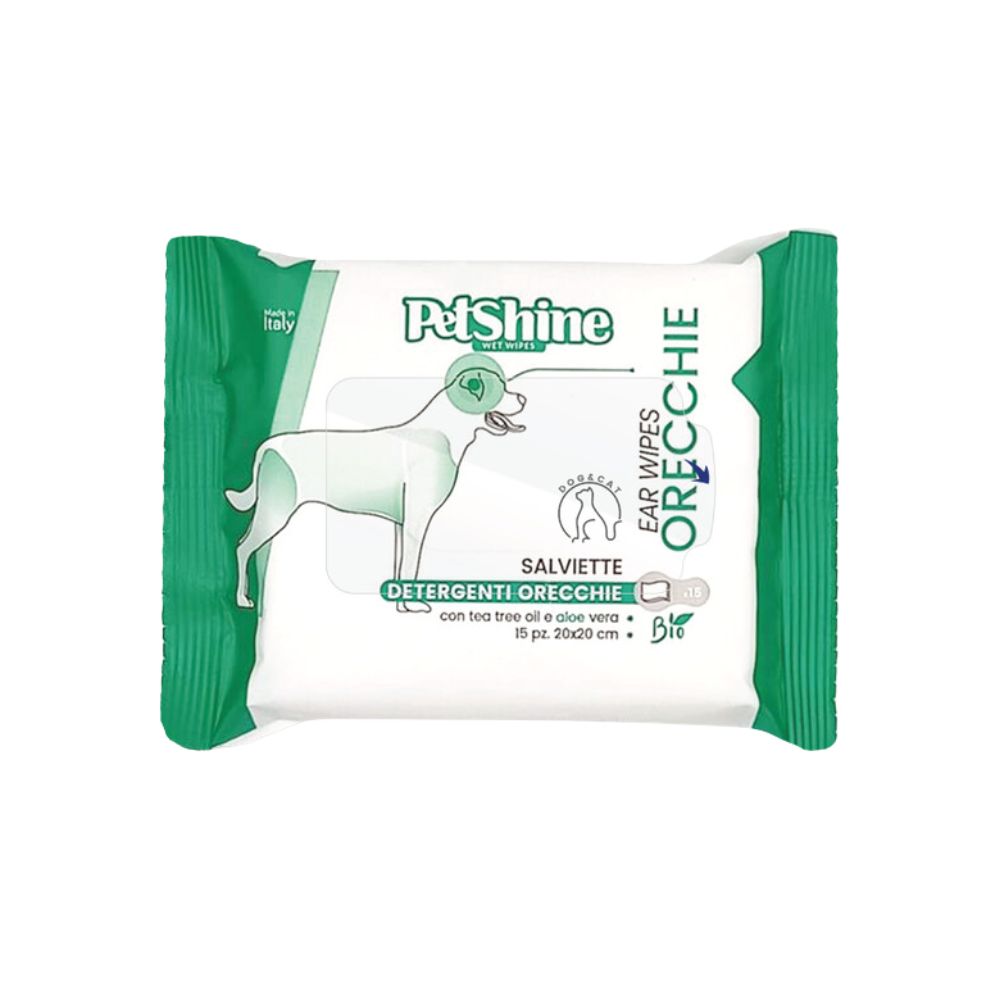 PetShine Salviette Detergenti Orecchie per Cani e Gatti 15pz