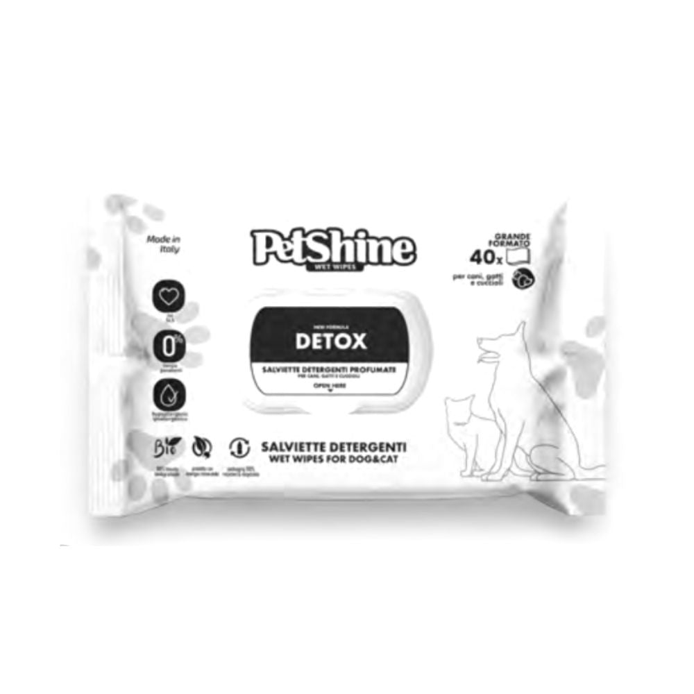 PetShine Salviette Detergenti Detox per Cani e Gatti 40pz