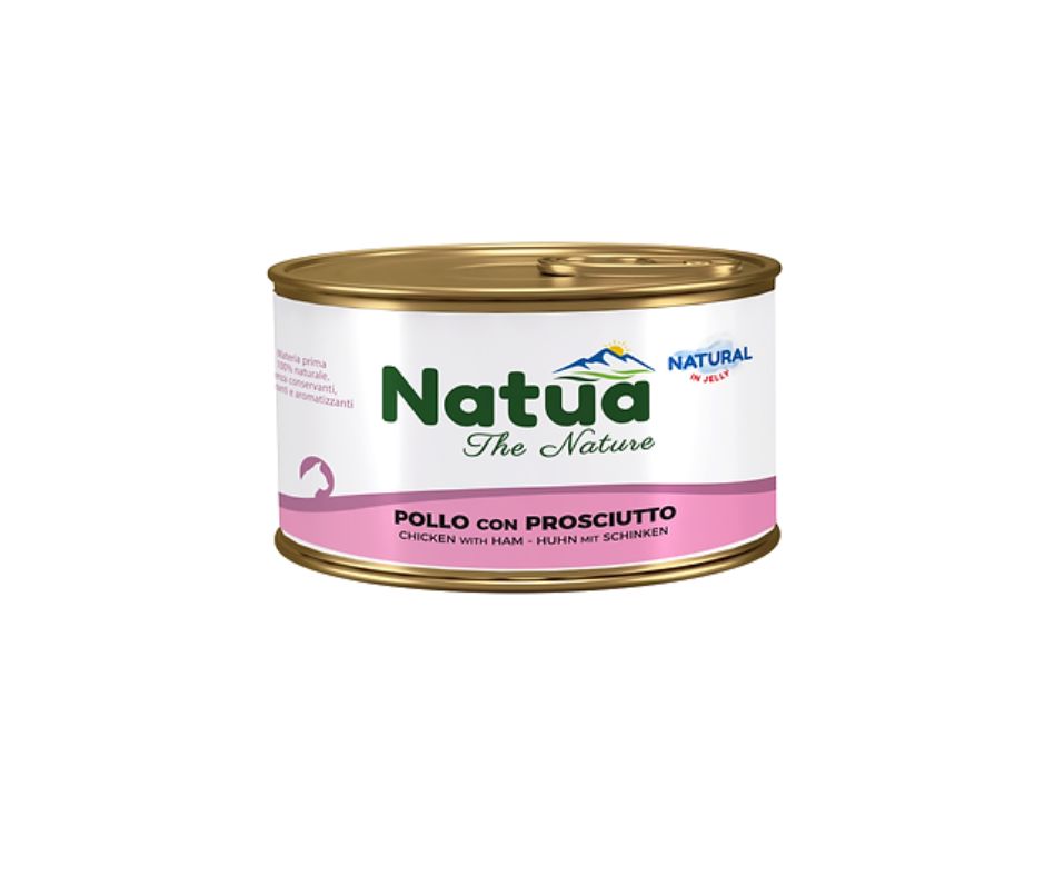 Natua Natural Pollo e Prosciutto in Jelly Lattina 85g Gatti - Animaliapet