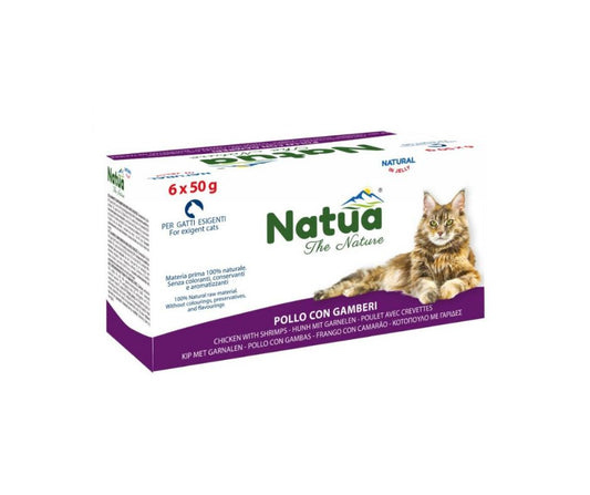 Natua Multipack Pollo e Gamberi in Jelly Lattina 6x50g Gatti - Animaliapet