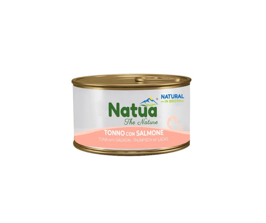 Natua Natural Tonno e Salmone in Brodo Lattina 85g Gatti - Animaliapet