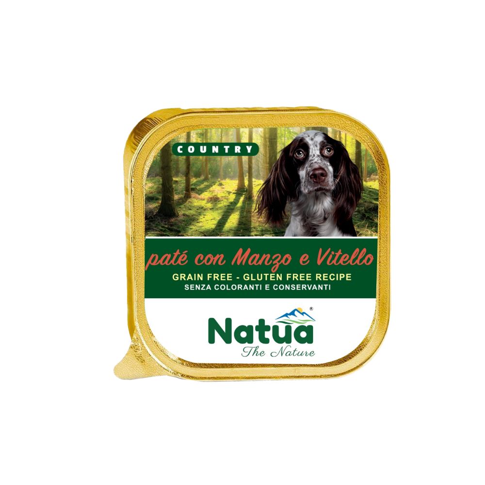 Natua Country Manzo e Vitello in Patè Vaschetta 300g Cani