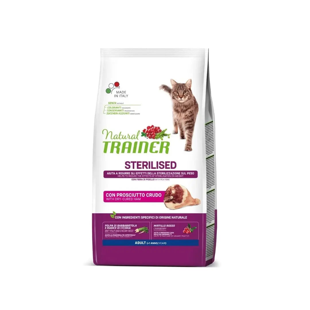 Trainer Sterilised Prosciutto Crudo 1,5Kg Crocchette Gatti Natural Trainer