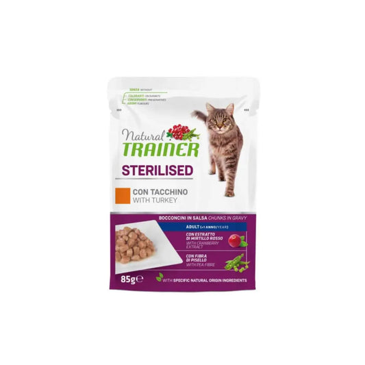 Trainer Natural Sterilised Tacchino 85g Bustina Gatti Sterilizzati - Animaliapet