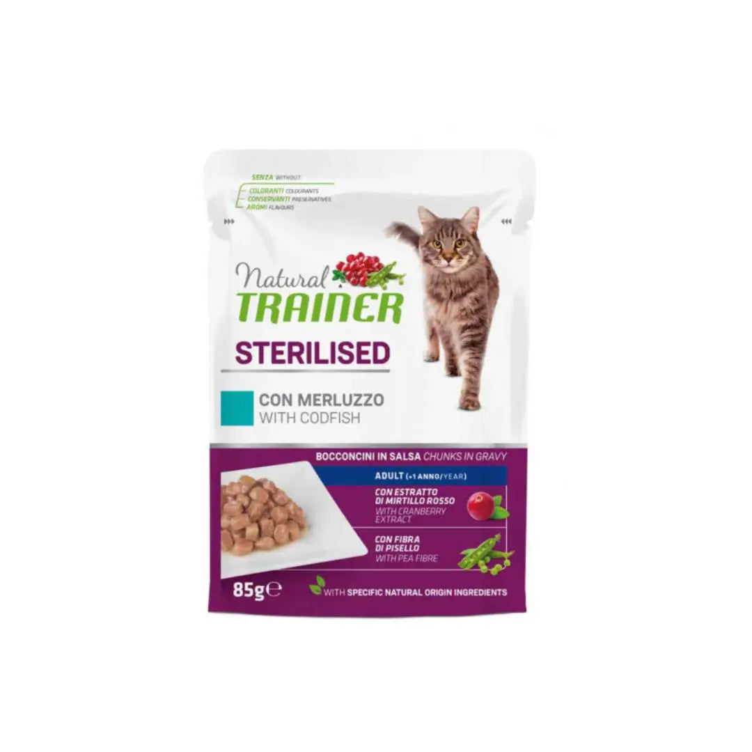 Trainer Natural Sterilised Merluzzo 85g Bustina Gatti Sterilizzati - Animaliapet