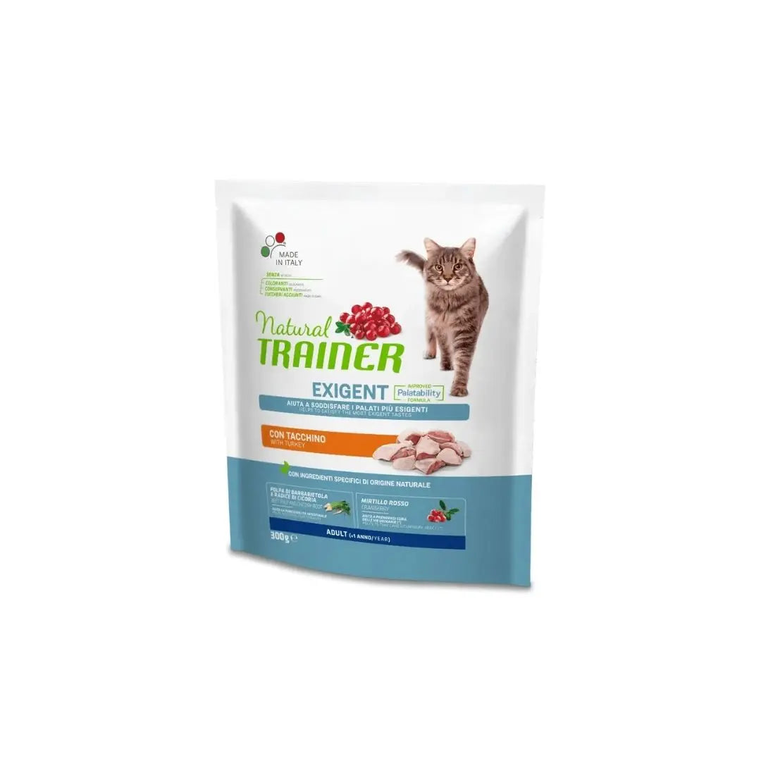 Trainer Natural Cat Exigent Tacchino 300g Crocchette Gatti Adulti - Animaliapet