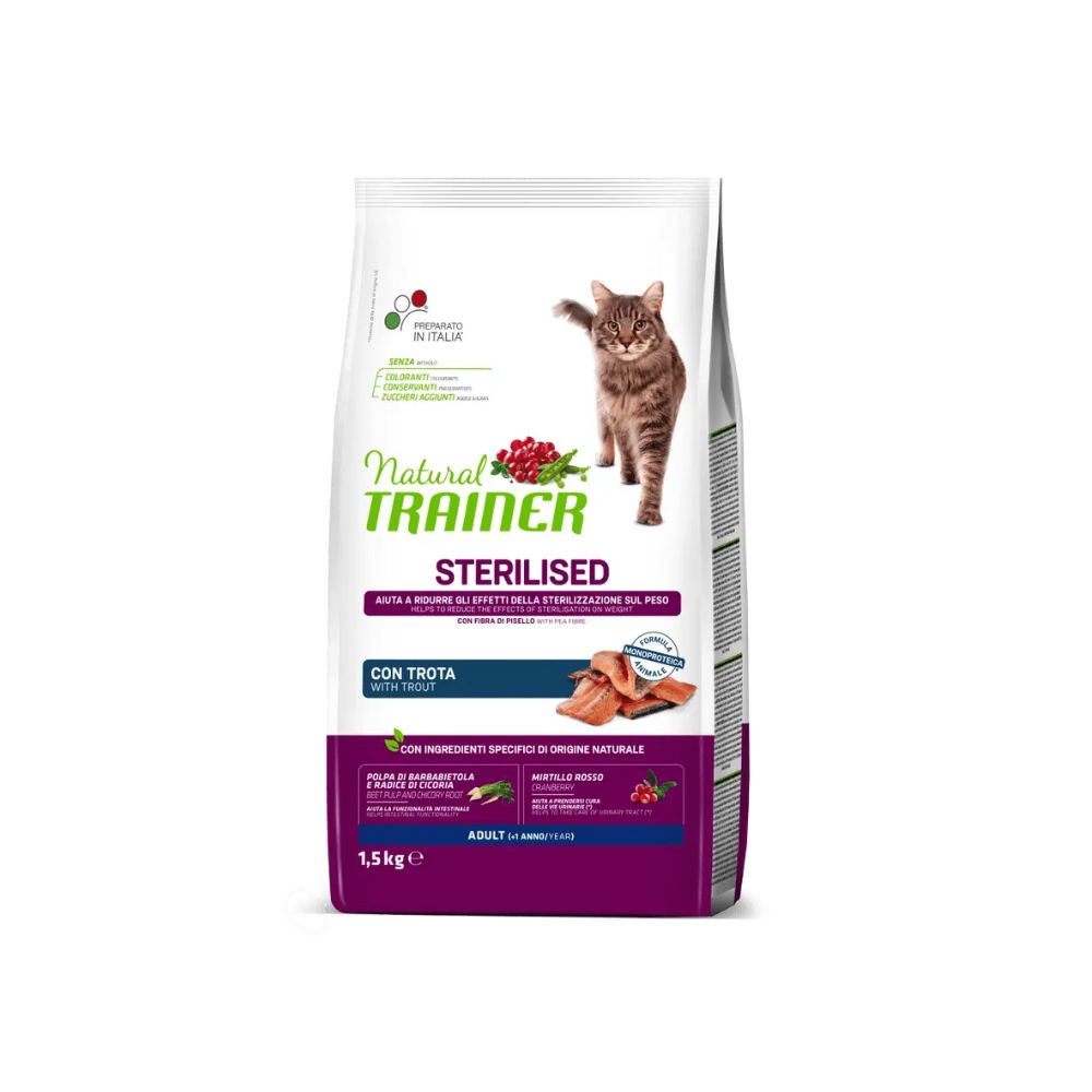 Trainer Natural Sterilised Trota 1,5Kg Crocchette Gatti Adulti - Animaliapet